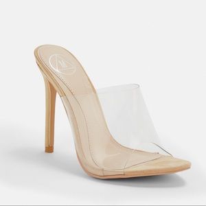missguided nude pointed clear mules